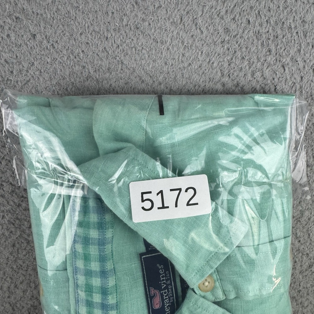 Vineyard Vines Shirt Mens Size Large Green Linen  Twill Button Up Preppy - Picture 9 of 9